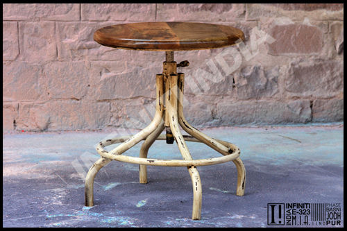 Polished Industrial Adjustable Stool