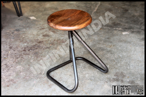 Polished Vintage Industrial Pipe Stool
