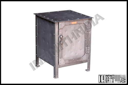 Antique Bedside Table - Stainless Steel & Wrought Iron, Square Shape, Unique Design, High Durability, Lightweight, Fine Finish