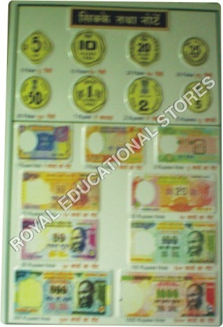 Rm-87a - Plastic 20x30 Cm | Currency Chart With 12 Coins, 12 Notes, Educational Tool