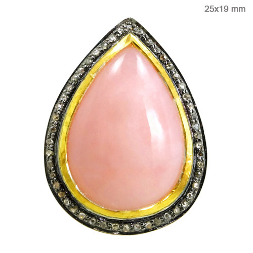 Silver Opal Gemstone Ring Pear Shape Jewelry