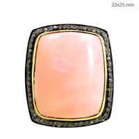 Diamond Gemstone Opal Ring Square Shape Jewelry