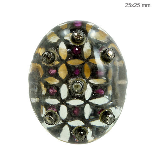 Silver Diamond Ruby Crystal Ring
