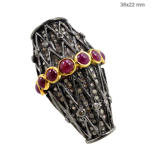 Silver Ruby Diamond Ring
