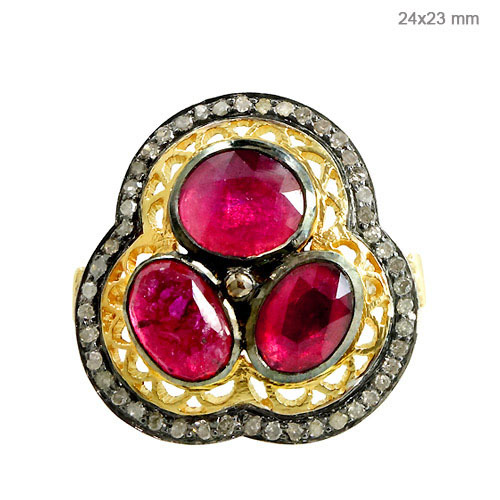 Gold Diamond Ruby Ring