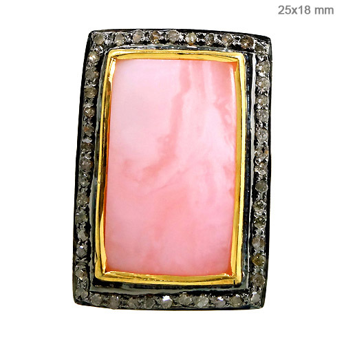 Diamond Silver Opal Gemstone Ring