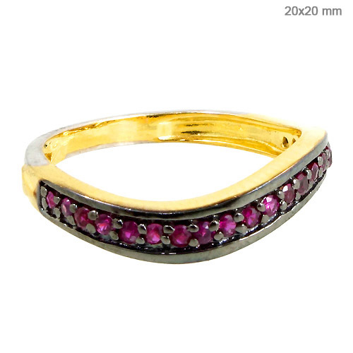 Gold Ruby Silver Gemstone Ring 