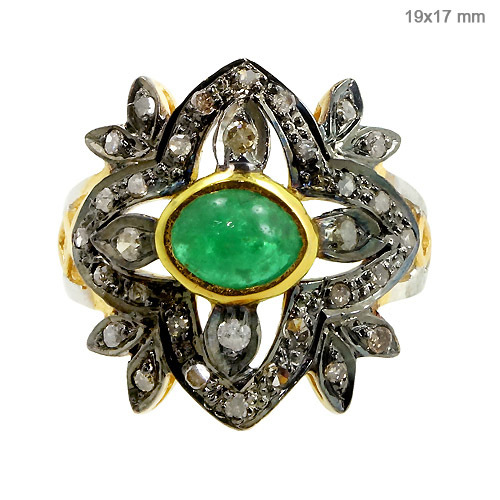 Yellow Gold Emerald Natural Diamond Ring