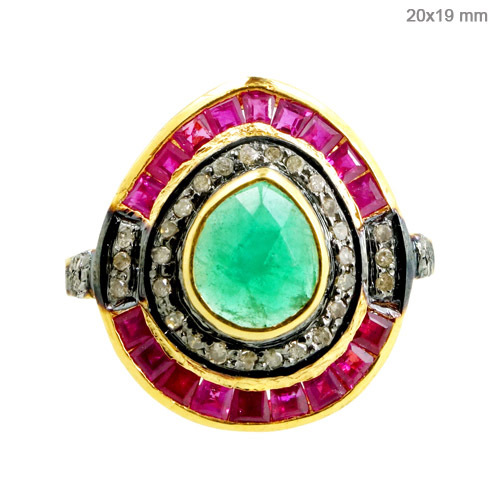 Precious Gemstone Diamond Silver Ring Gold Jewelry