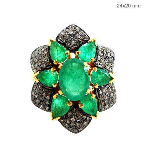 Emerald Gold Diamond Ring