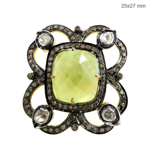 Lemon Quartz Diamond Gold Ring