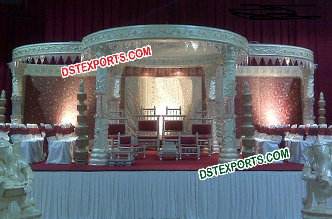 Fiber Crystal Silver Mandap Set