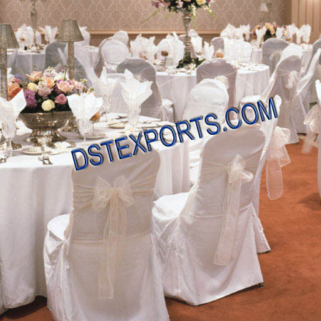 BANQUET HALL WHITE CHAIR COVER - Polyester, Standard Size, White | Bow Tie Design, Elegant Look, Durable Fabric, Washable