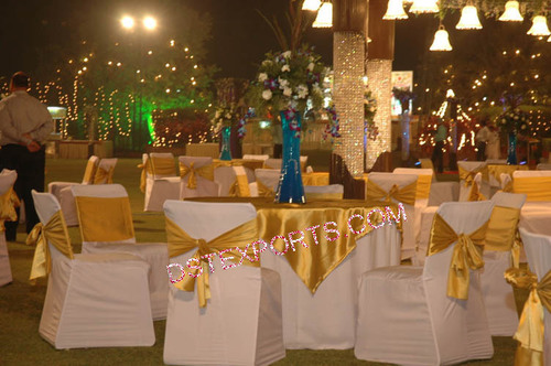 WEDDING CHAIR COVER WITH SATIN SASHAS 3709 - Polyester, Standard Size, White | Elegant Design, Satin Sash, Lightweight, Durable, Perfect Fit
