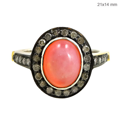 Diamond Gold Opal Gemstone Ring Jewelry
