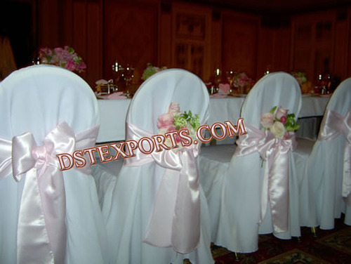 Wedding Chair Cover With Pink Sashas
