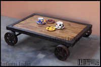 Polished Vintage Industrial Cart Coffee Table