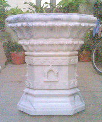 Tulsi Stand - Marble, 12x10x12 Inches, White | Elegant Octagonal Design, Durable, Easy to Clean, Plant Support