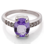 Aqua Ring In Bezel Set - Coral and Platinum, Women's Earring and Ring Gift Set with Emerald, Ruby, and Topaz