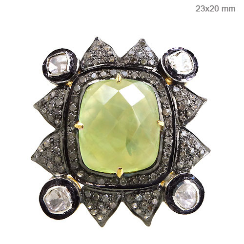 Gold Diamond Lemon Quartz Ring