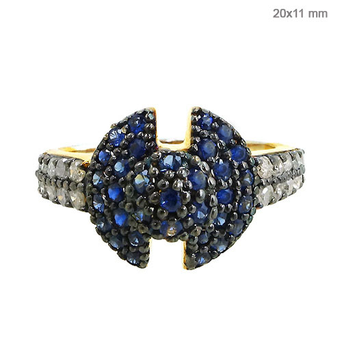 Blue Sapphire Diamond Gold Ring
