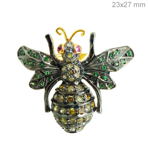 Tsavorite Ruby Diamond Gold Ring