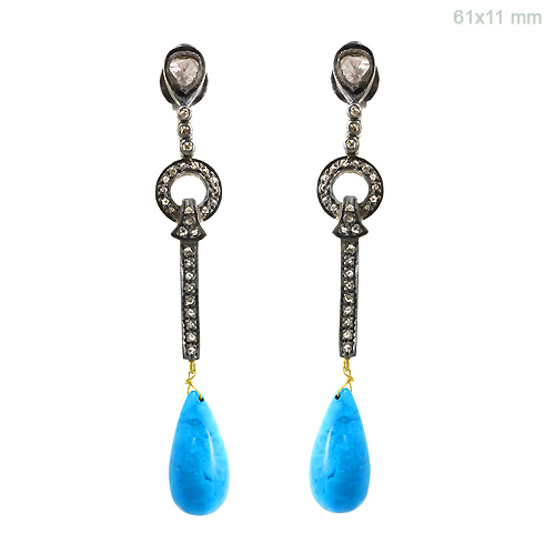 Turquoise Diamond Fashion Dangle Earrings
