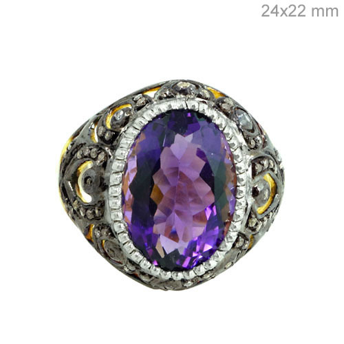 Diamond Amethyst Gold Ring