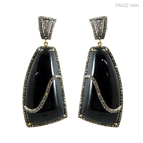 Onyx Gemstone Diamond Fashion Earrings