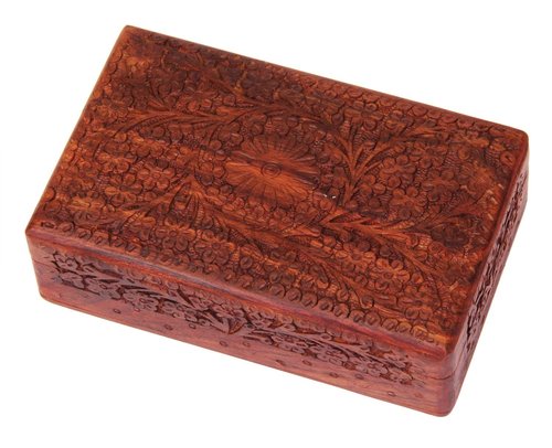 Hand Engraved Decorative Jewelry Box With Red Velvet Interiors