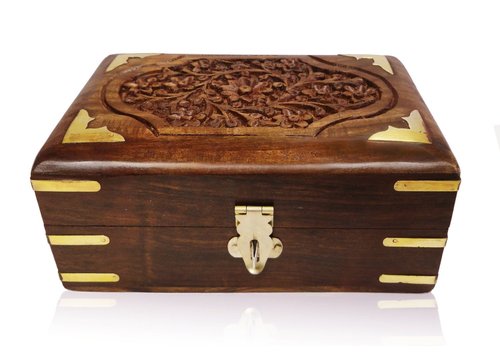 Magnificent Handcrafted Jewelry Box with Brass Inlay