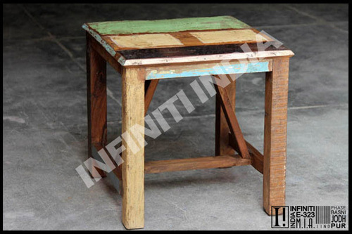 Reclaimed Wooden Sidetable - Teak & Acacia, Brown Finish | Handmade Artwork, Eco-Friendly Design, Easy to Clean