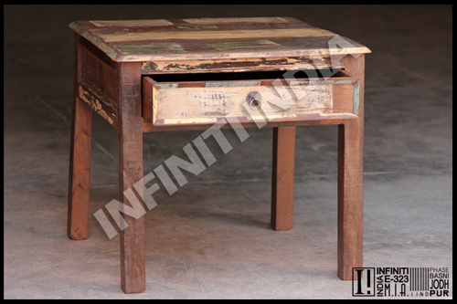Reclaimed Teakwood Sidetable - Handmade Artwork Indoor Furniture Brown Color | Eco-Friendly Easy to Clean Vintage Column Design