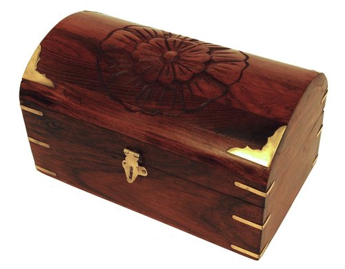 Adorable Handcrafted Wooden Jewelry Box with Floral Carvings