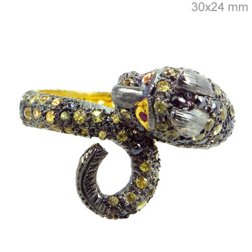Blue Sapphire Ruby Diamond Ring - 925 Sterling Silver, 30x24 mm, 0.5 CTS Diamond | Elegant Design, Precious Stones, Luxury Gift