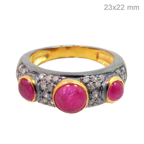 Silver Diamond Ruby Ring Jewelry