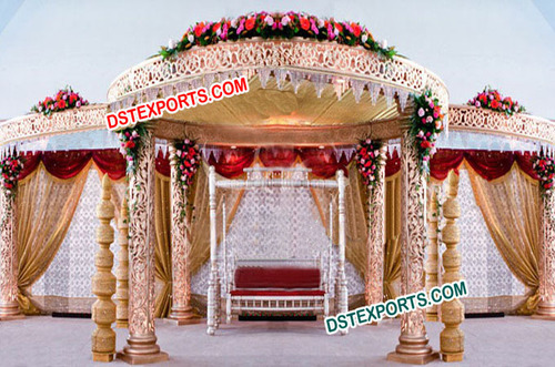 Wedding Golden Carving Mandap Set
