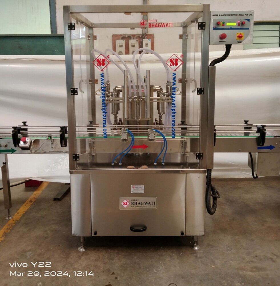 Volumetric Liquid Bottle Filling Machine - Stainless Steel, 5ml to 1000ml Capacity | Automatic Precision Control, Pneumatic Stopping System, Elegantly Compact Design