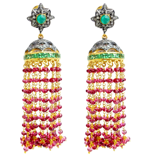 Gemstone Diamond Gold Earrings