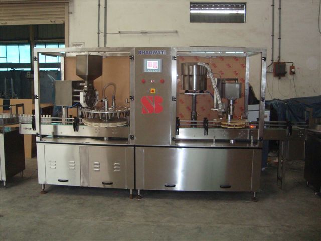 Automatic Rotary Monoblock Dry Syrup Powder Filling & Capping Machine - Stainless Steel 12x8 or 16x8 Up to 30g Filling 100 Bottles/Min PLC Control 1 Year Warranty