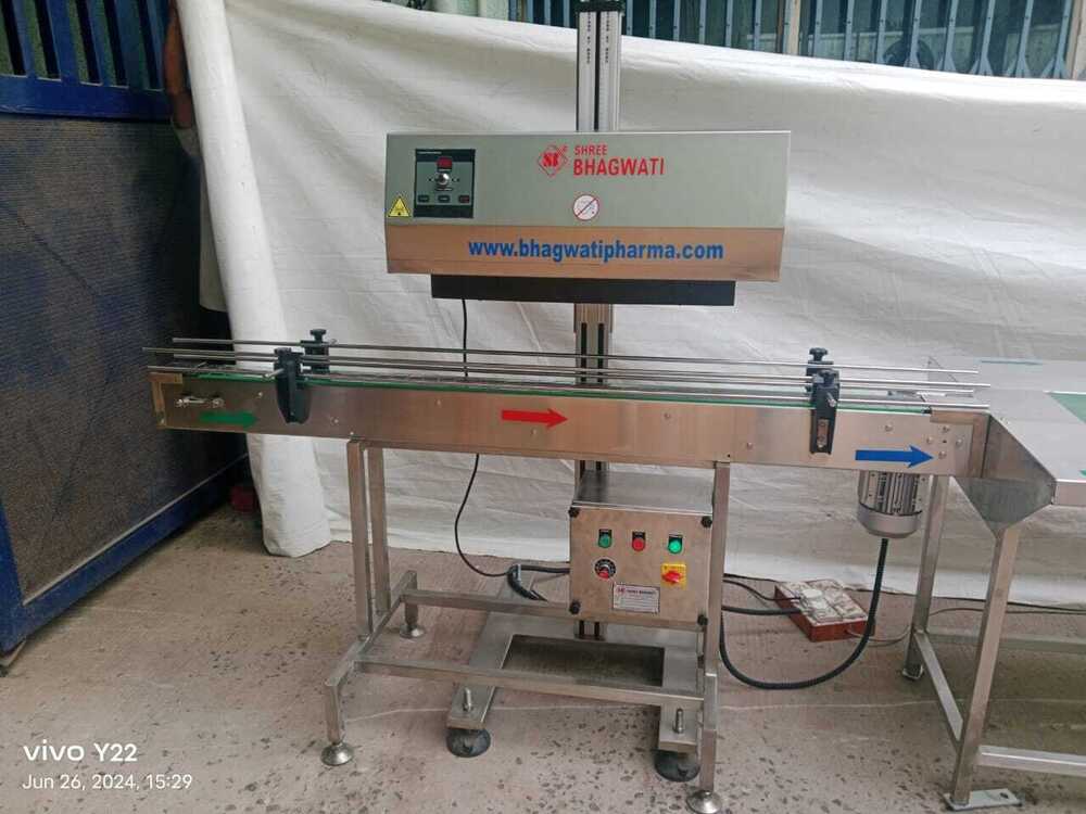Induction Cap Sealer Machine - Stainless Steel Up to 80 Bottles/Min Capacity | Automatic High Efficiency Low Noise Eco-Friendly PLC Control Touch Screen