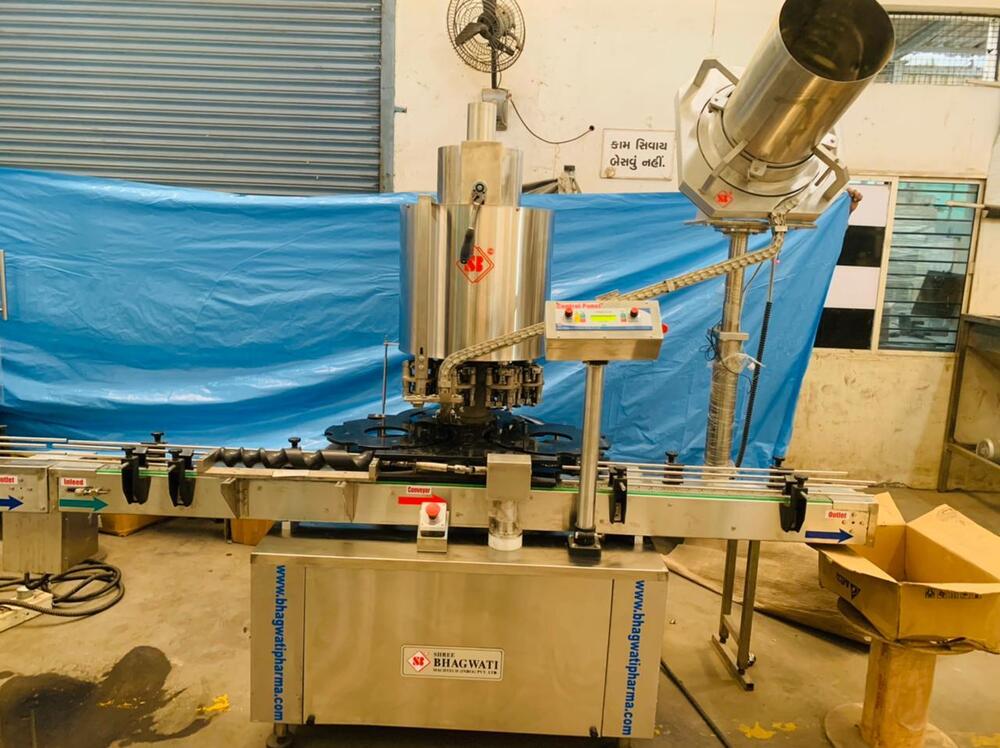 Four Head Bottle ROPP Capping Machine - Automatic Stainless Steel Dimensions: 2135mm x 1120mm x 2250mm 3600-12000 Bottles/Hour | Adjustable Height Low Noise Frequency Speed Control