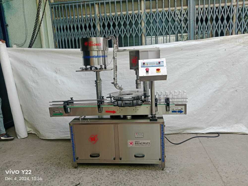 Automatic Aluminum Cap Sealing Machine - Stainless Steel Build 6 Sealing Heads 3600-9000 Vials/Hour | Height Adjustable Low Noise Frequency Speed Control