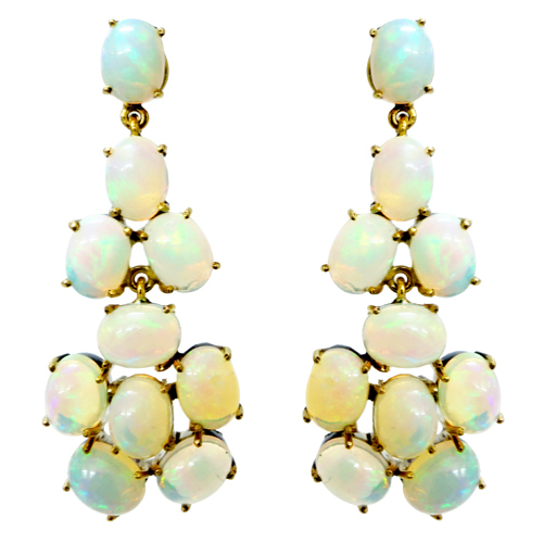 Opal Gold Dangle Earrings