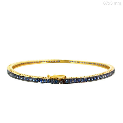 Blue Sapphire Gold Bangle
