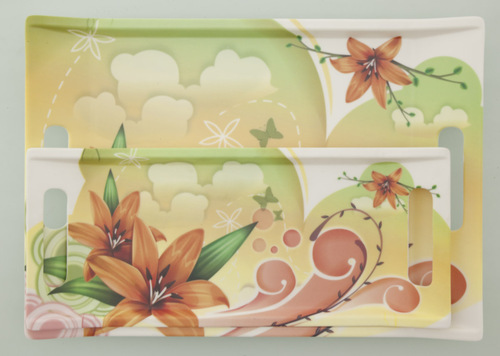 Valerio - Orange Lilium - Set Of 2 Melamine Trays