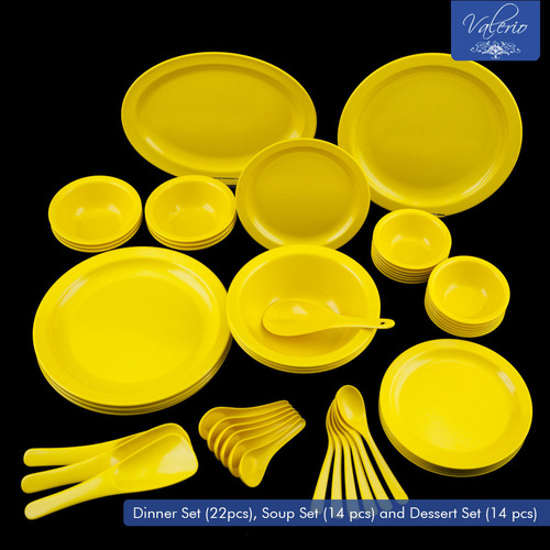 Lemon Yellow Melamine 50 Pcs Dinner Set