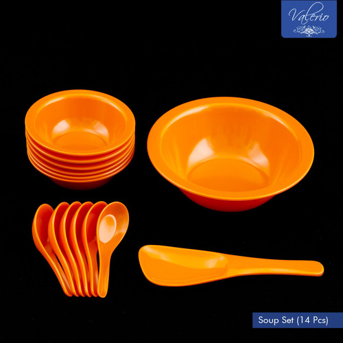 Orange Melamine 14 Pcs Soup Set