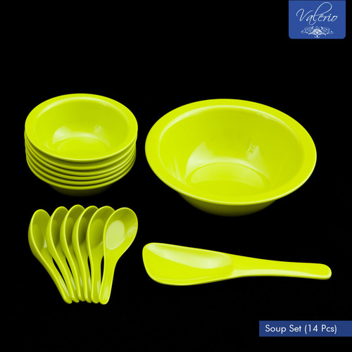 Lime Green Melamine 14 Pcs Soup Set