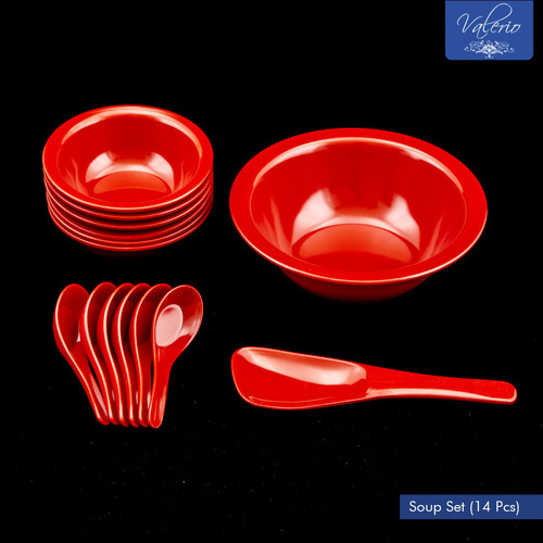 Grapefruit Red Melamine 14 Pcs Soup Set